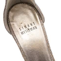 Stuart Weitzman Gold/Silver Metallic Lurex Fabric Nudist Ankle Strap Sandals Size 37