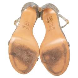 Stuart Weitzman Gold/Silver Metallic Lurex Fabric Nudist Ankle Strap Sandals Size 37