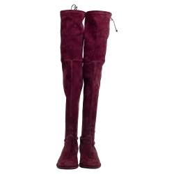 Stuart Weitzman Burgundy  Suede Urban Over-The-Knee Boots Size 42