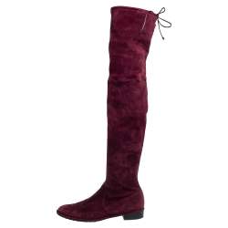 Stuart Weitzman Burgundy  Suede Urban Over-The-Knee Boots Size 42