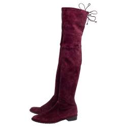 Stuart Weitzman Burgundy  Suede Urban Over-The-Knee Boots Size 42