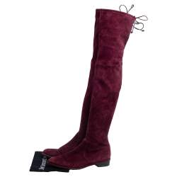 Stuart Weitzman Burgundy  Suede Urban Over-The-Knee Boots Size 42