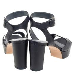 Stuart Weitzman Black Leather Platform Ankle Strap Sandals Size 40