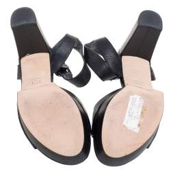 Stuart Weitzman Black Leather Platform Ankle Strap Sandals Size 40