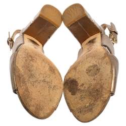 Stuart Weitzman Metallic Gold Leather Block Heel Slingback Sandals Size 39
