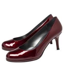 Stuart Weitzman Burgundy Patent Leather Round Toe Pumps Size 37