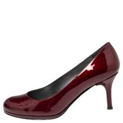 Stuart Weitzman Burgundy Patent Leather Round Toe Pumps Size 37