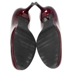 Stuart Weitzman Burgundy Patent Leather Round Toe Pumps Size 37