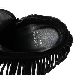 Stuart Weitzman Black Suede Fringed Ankle Boots Size 36.5