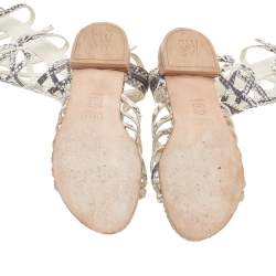 Stuart Weitzman Beige Python Embossed Leather Gladiator Sandals Size 36.5