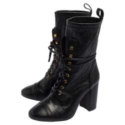 Stuart Weitzman Black Leather Mid Calf Block Heel Boots Size 39.5