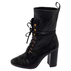 Stuart Weitzman Black Leather Mid Calf Block Heel Boots Size 39.5