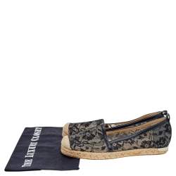 Stuart Weitzman Black/Beige Lace and Mesh Espadrille Flats Size 37