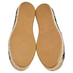 Stuart Weitzman Black/Beige Lace and Mesh Espadrille Flats Size 37