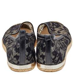 Stuart Weitzman Black/Beige Lace and Mesh Espadrille Flats Size 37
