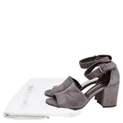 Stuart Weitzman Grey Suede Sohogal Ankle Strap Sandals Size 39