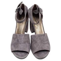 Stuart Weitzman Grey Suede Sohogal Ankle Strap Sandals Size 39