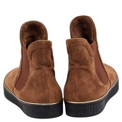 Stuart Weitzman Brown Suede Bigbiarritz High Top Sneakers Size 39