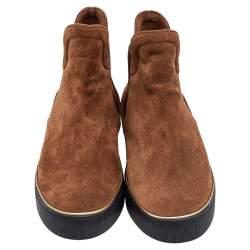 Stuart Weitzman Brown Suede Bigbiarritz High Top Sneakers Size 39