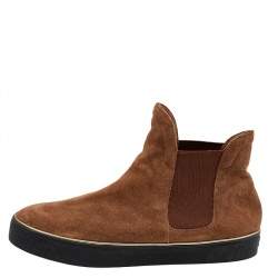 Stuart Weitzman Brown Suede Bigbiarritz High Top Sneakers Size 39