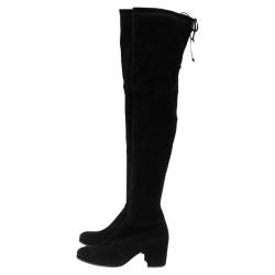 Stuart Weitzman Black Suede Lowland Over The Knee Boots Size 38
