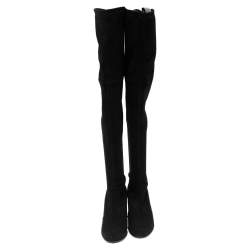 Stuart Weitzman Black Suede Lowland Over The Knee Boots Size 38