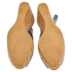 Pre Owned صندل ستيوارت وايتز مان جلد فضي مقدمة مفتوحة كعب روكي بحزام للكاحل مقاس 38