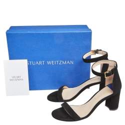 Stuart Weitzman Black Suede Bambina Ankle Strap Sandals Size 39