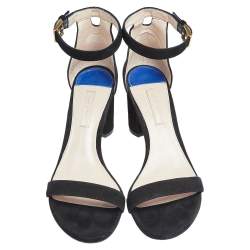 Stuart Weitzman Black Suede Bambina Ankle Strap Sandals Size 39