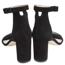 Stuart Weitzman Black Suede Bambina Ankle Strap Sandals Size 39