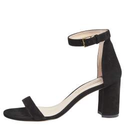 Stuart Weitzman Black Suede Bambina Ankle Strap Sandals Size 39