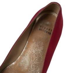 Stuart Weitzman Wine Red Satin Buckle Embellished Ballet Flats Size 38