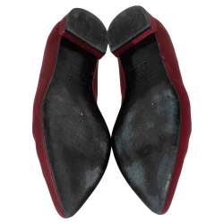 Stuart Weitzman Wine Red Satin Buckle Embellished Ballet Flats Size 38