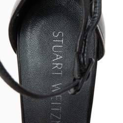 Pre Owned Stuart Weitzman Black Leather Ankle Strap Open Toe Sandals Size 35