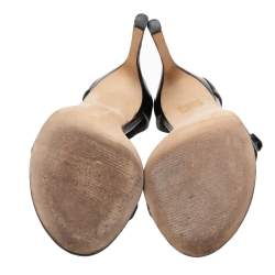 Pre Owned Stuart Weitzman Black Leather Ankle Strap Open Toe Sandals Size 35