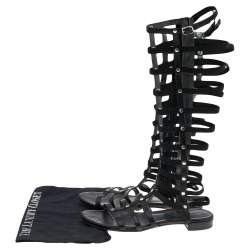 Stuart Weitzman Black Leather Gladiator Sandals Size 38