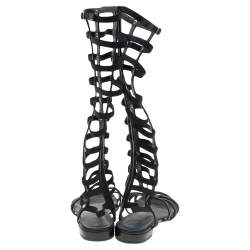 Stuart Weitzman Black Leather Gladiator Sandals Size 38