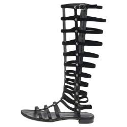 Stuart Weitzman Black Leather Gladiator Sandals Size 38