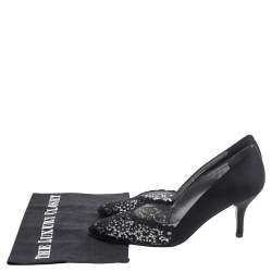 Stuart Weitzman Black Satin and Lace Almond Toe Pumps Size 38