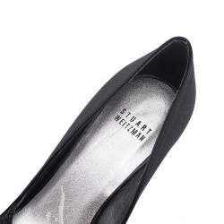 Stuart Weitzman Black Satin and Lace Almond Toe Pumps Size 38