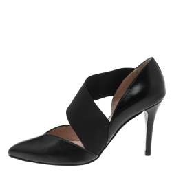 Pre Owned Stuart Weitzman Black Leather D'Orsay Pumps Size 37