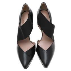 Pre Owned Stuart Weitzman Black Leather D'Orsay Pumps Size 37