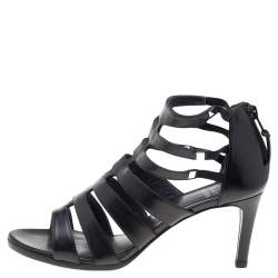 Stuart Weitzman Black Leather Outing Strappy Cage Sandals Size 37