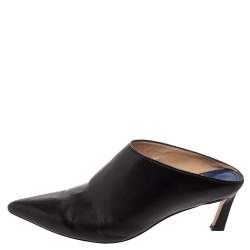 Pre Owned Stuart Weitzman Black Leather Lulah Mule Sandals Size 41