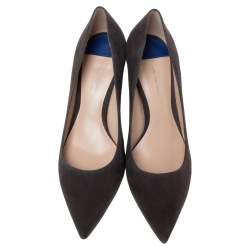 Stuart Weitzman Dark Grey Suede Leigh Pointed Toe Pumps Size 39