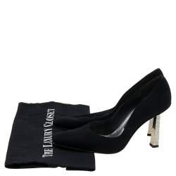 Pre Owned Stuart Weitzman for Russell Bromley Black Nylon Crystal Embellished Heel Pumps Size 37