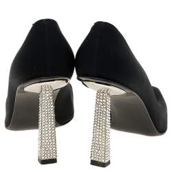 Pre Owned Stuart Weitzman for Russell Bromley Black Nylon Crystal Embellished Heel Pumps Size 37
