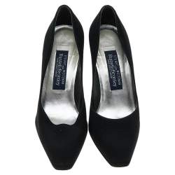 Pre Owned Stuart Weitzman for Russell Bromley Black Nylon Crystal Embellished Heel Pumps Size 37