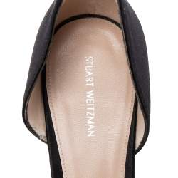 Pre Owned Stuart Weitzman Black Satin Crystal Embellished Buckle D'orsay Pumps Size 40.5