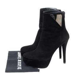 Stuart Weitzman Black Suede Platform Ankle Booties Size 38.5
